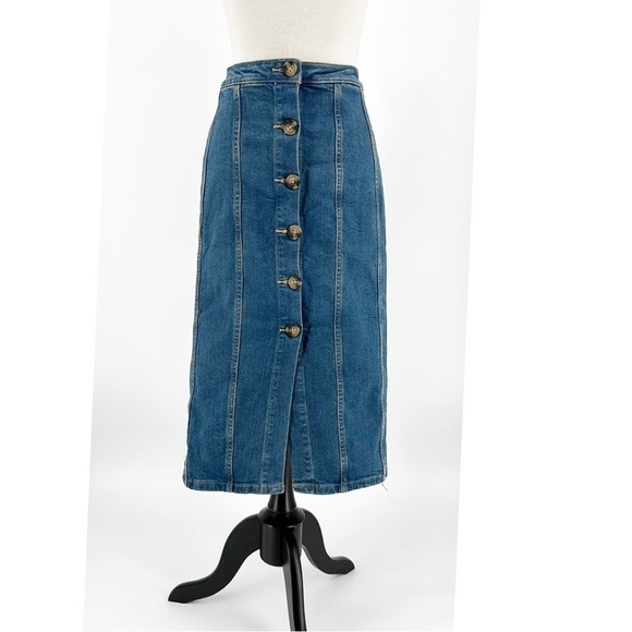 Anthropologie Pilcro & the letterpress Button Front Denim Pencil Midi - Picture 9 of 9